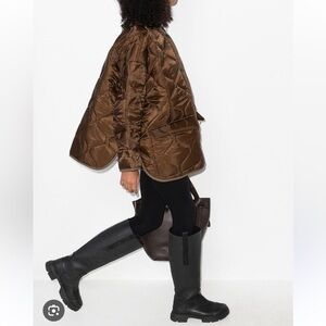 The Frankie Shop Teddy Quilted Jacket in Brown